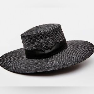 Olive & Pique Kenzi Wide Brim Black Straw Hat